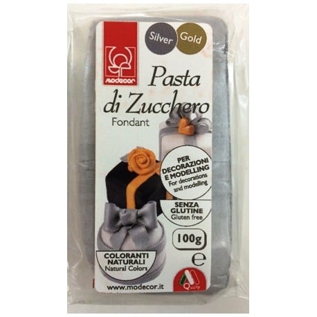 Gum Paste modellabile ARGENTO Modecor 100 gr. Senza Glutine.