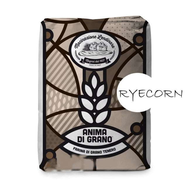 RYECORN Anima di Grano Marrone. Miscela di Farina per Pane scuro. Macinazione Lendinara