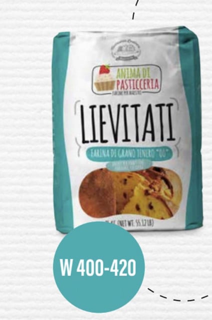 Grandi Lievitati. W 400-420. Farina di grano tenero Tipo 00. Macinazione Lendinara. Anima di Pasticceria