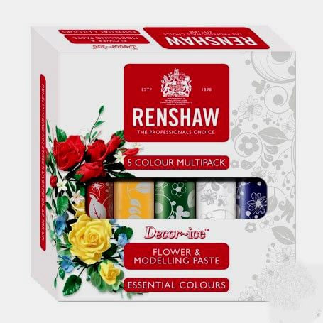 5 Colori per Modellare. Giallo Rosso Verde Blu e Bianco. Gum Paste. Renshaw