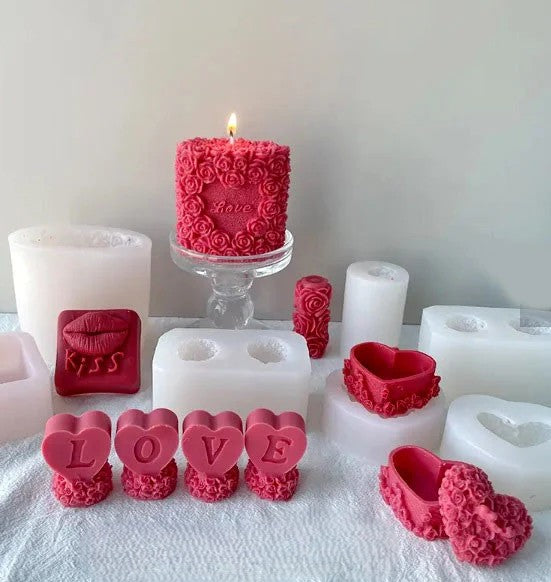 Amore e Love. San Valentino. Set di 6 Stampi in silicone anche per Candele