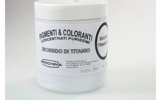 Sbiancante per Marmorina, colorante bianco titanio in polvere da 200 gr. per uso decorativo e artistico.