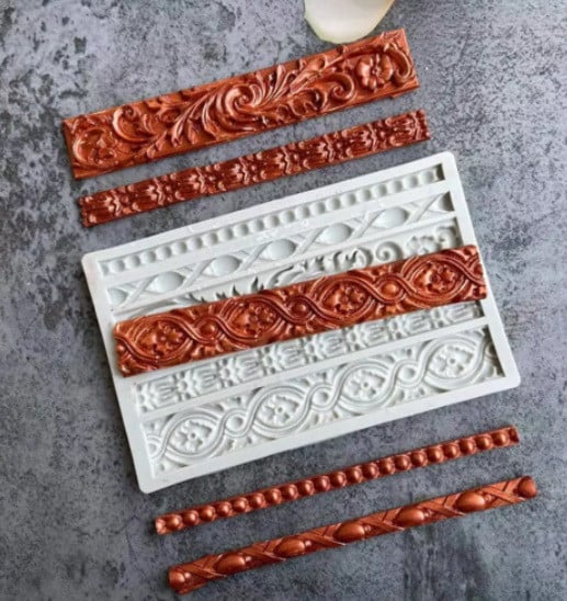 Stupendo Bordo in 5 decorazioni Barocco Vintage. Grande stampo in silicone
