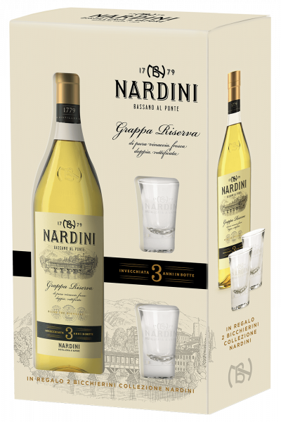 Grappa Riserva 3 Anni Nardini 70cl (Confezione Con 2 Bicchieri)