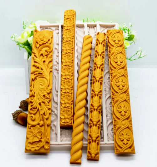 Fantastico Bordo in 5 decorazioni Barocco Vintage. Grande stampo in silicone