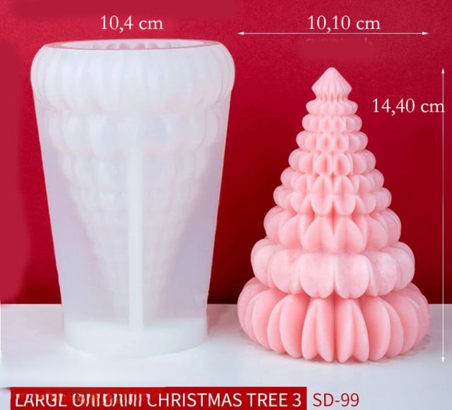Albero di Natale Origami alto 14.4 cm. Stampo in silicone anche per Candele