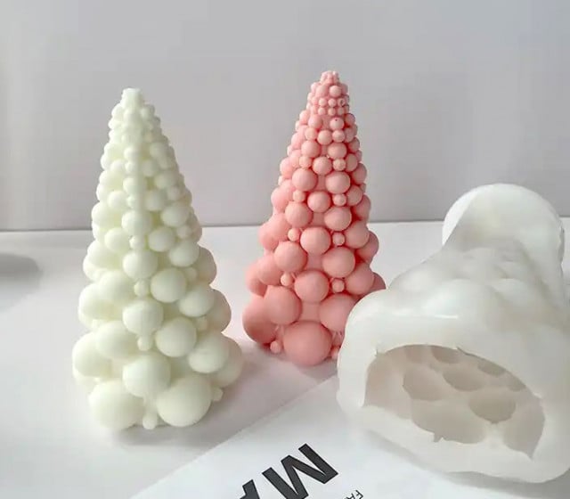 Albero di Natale a Bolle di 14 cm. Stampo in silicone per Candele e Saponi