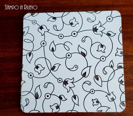 Fiore e Foglia. Stampo in Rilievo di 10 x 10 cm F-P3