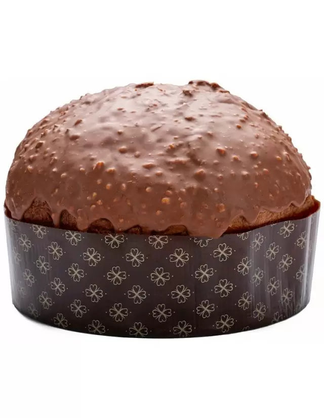 Panettone Artigianale Pere e Cioccolato con Glassa Cioccolato fondente e Nocciole