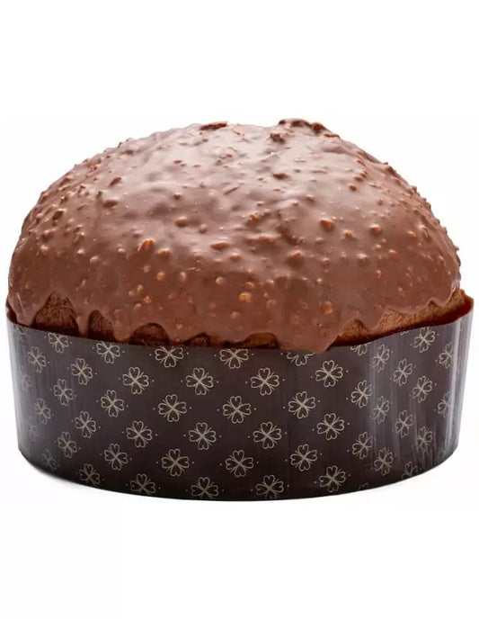 Panettone Artigianale Pere e Cioccolato con Glassa Cioccolato fondente e Nocciole