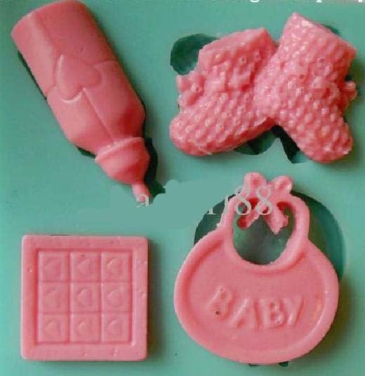 Stampo quadrato in silicone con 4 simpatici disegni a tema Baby.