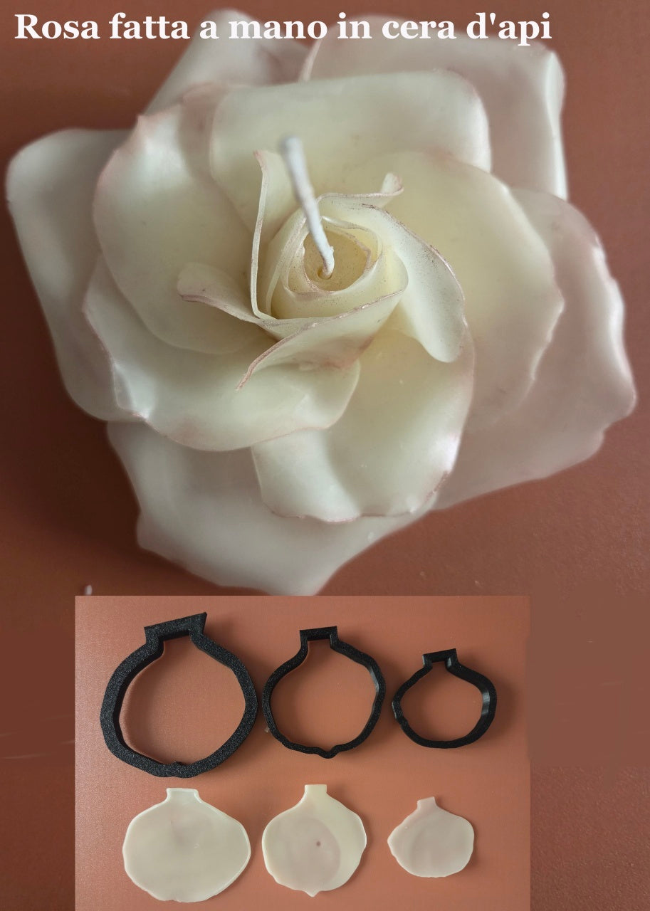 Fiore di Loto in Cera d'Api realizzato a mano. Set di 3 Stampi Cutter