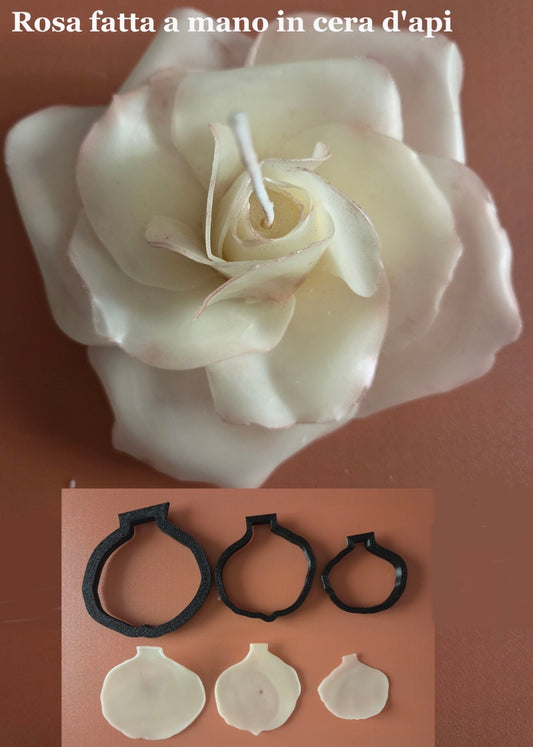 Fiore di Loto in Cera d'Api realizzato a mano. Set di 3 Stampi Cutter