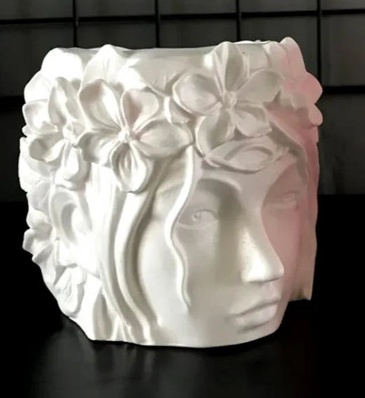 Viso Donna con Corona di Fiori. Stampo in silicone anche per Candele