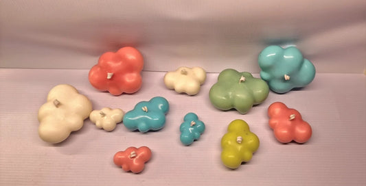 Set di 3 Nuvolette di varie dimensioni. Candele in molti colori. Naturali al 100%