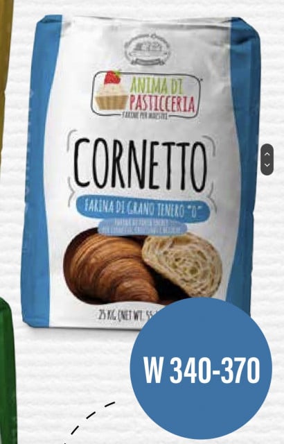Cornetto. W 340-370. Farina di grano tenero Tipo 00. Macinazione Lendinara. Anima di Pasticceria