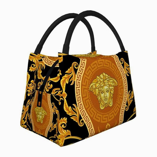 Medusa Fashion Griffe con Greca. Borsa di 28 x 16.5 x 18 cm. Termica per vivande portatile