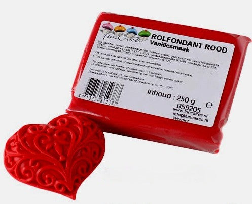 Fire red.Pasta di zucchero FunCakes. 250 gr. Senza Glutine e Kosher