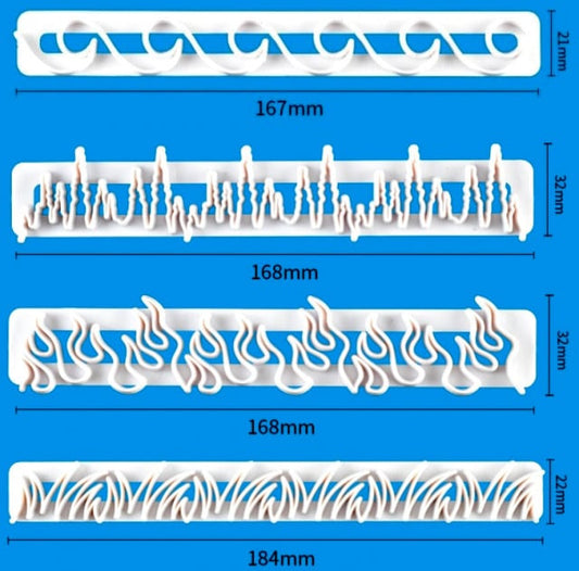 Erba Fiamme Ghiaccio e Onde mare. Set di 4 stampi cutter tagliapasta