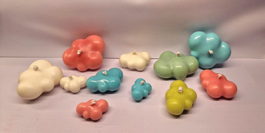 Set di 3 Nuvolette di varie dimensioni. Candele in molti colori. Naturali al 100%