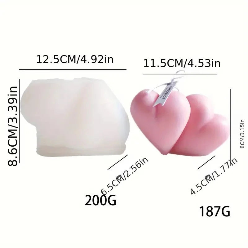Doppio Cuore. Stampo stilizzato in silicone anche per Candele