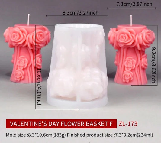 Bellissimo stampo Candela Vaso con Mazzo di Rose di 9.2 cm in silicone