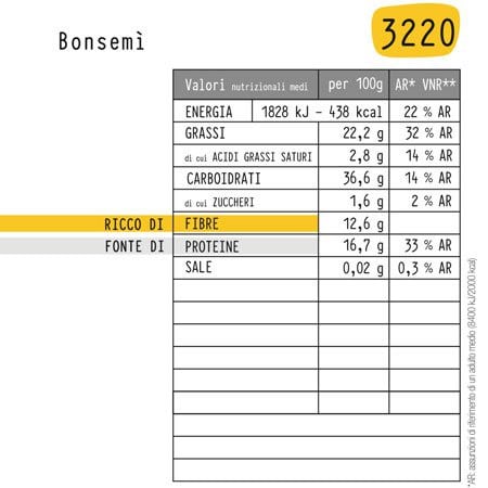 Farina BONSEMI' 3220 BRICK. Miscela di farine e semi 100%. Naturale libera da Additivi e Conservanti