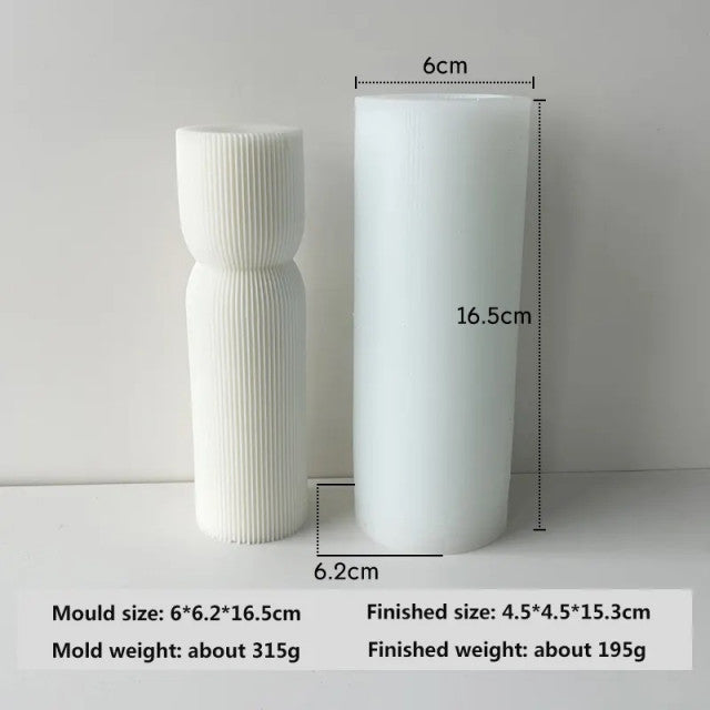 Colonna di 10 o 15 cm a righe sottili. Stampo in silicone anche per Candele