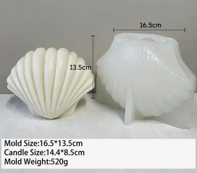 Grande Conchiglia Stilizzata Geometrica di 14.4 cm. Stampo Mare anche per Candele
