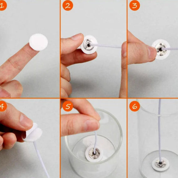 Set di 100 Biadesivi per Stoppini. Strumento per Candele