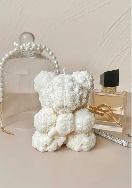 Orsetto di 6 cm con Rose. Stampo in silicone anche per Candele