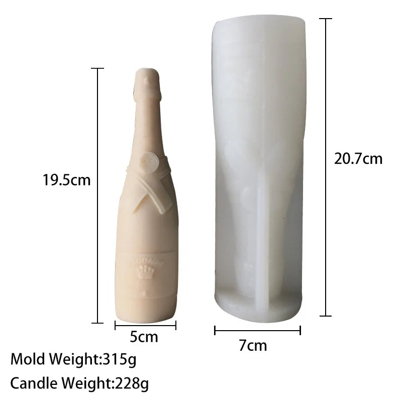 Bottiglia Champagne di 19.5 cm. Stampo in silicone anche per Candele