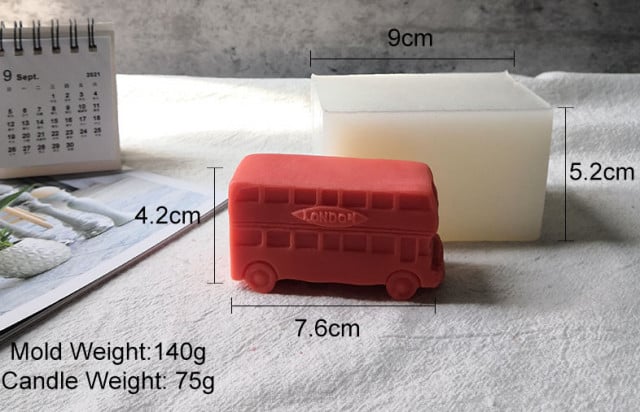 Bus Londra 2 Piani Vintage Autobus di 7.6 cm. Stampo in silicone anche per Candele