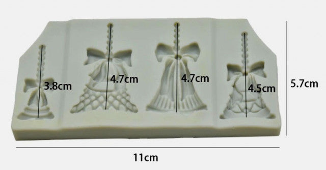 4 Campanelle di Natale. Christmas bell Mold. Stampo silicone