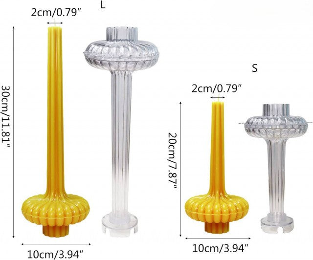 Set di 2 Vasi a Lampada lunghe 20 e 30 cm. Stampo in plastica anche per Candele