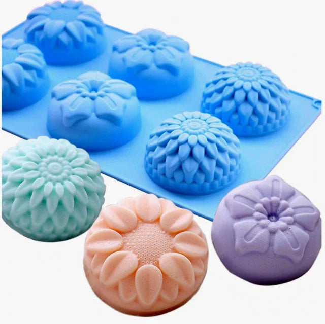 Fiori. Grande stampo in silicone con 6 forme