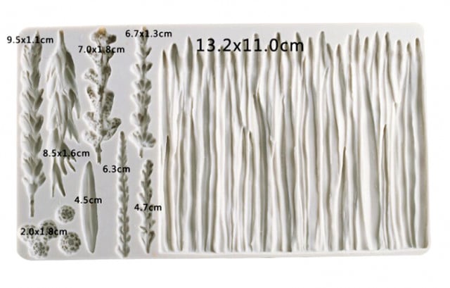 Stupendo Bordo Erba Prato con Rami e Foglie. Stampo silcone