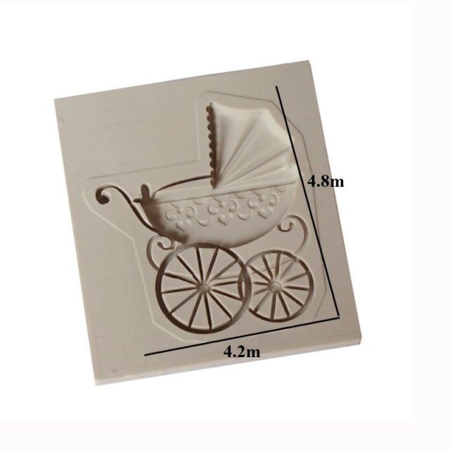 Carrozzina con ruote. Battesimo. Stampo in silicone