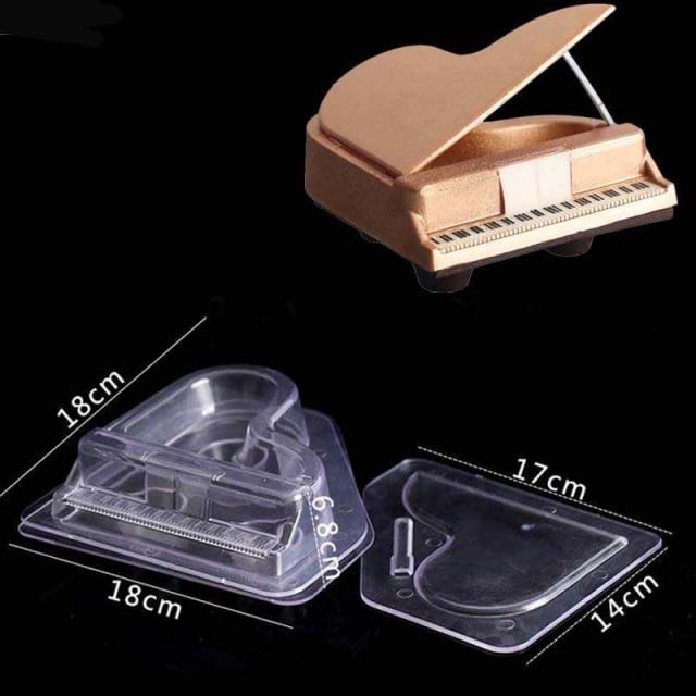 Fantastico Pianoforte a Coda 3D in Cioccolato. Doppio Stampo in policarbonato rigido