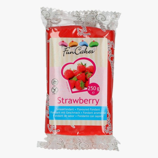 Aromatizzata alla fragola. Pasta di zucchero FunCakes. 250 gr.Senza Glutine