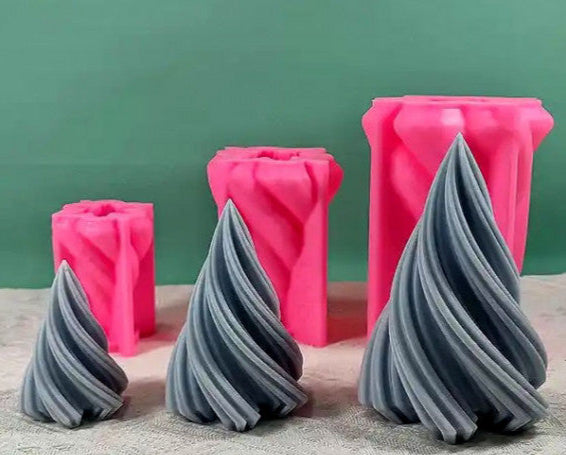 Grande Albero di Natale a Spirale in 3 dimensioni. Stampo in silicone anche per Candele