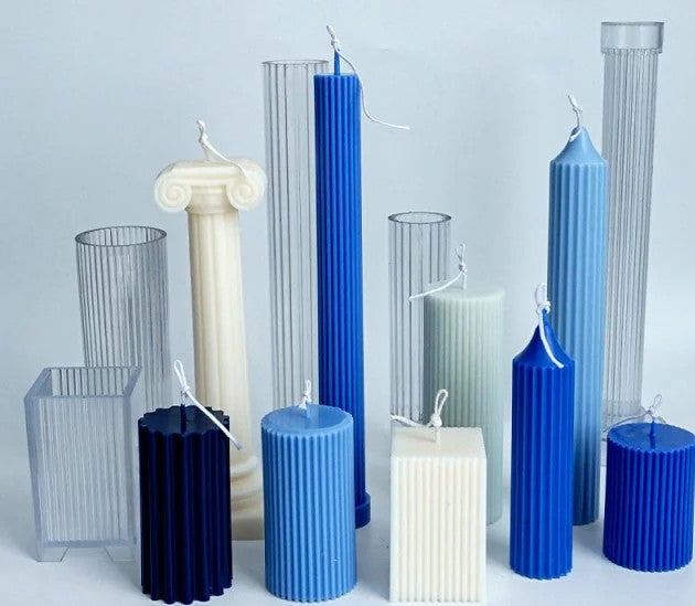 Colonne Vasi Bicchieri e Capitello. Set di 9 Stampi in Acrilico Trasparente anche per Candele