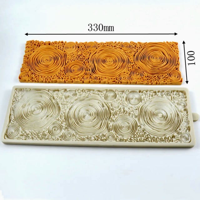 Fantastico Bordo Floreale con grandi Rose di 33 cm. Stampo in silicone di grande effetto