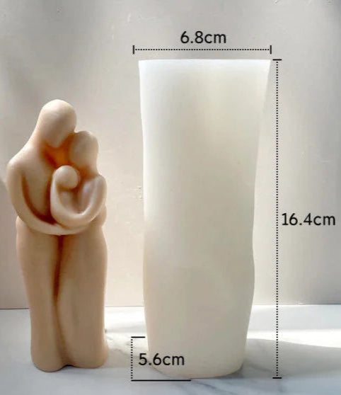 Innamorati con Donna Incinta e con Bambino. Set di 4 Stampi stilizzati in silicone anche per Candele