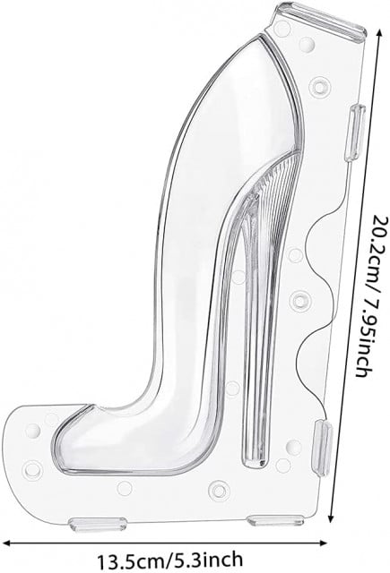 Scarpa con Tacco Alto di 20.2 cm. Doppio Stampo 3/D per Cioccolato in policarbonato rigido