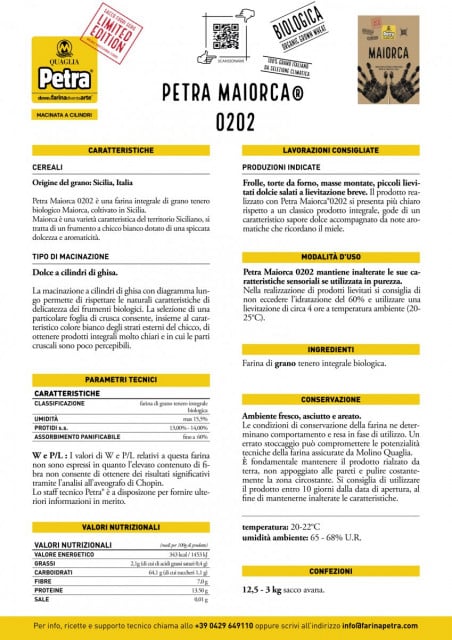 PETRA MAIORCA 0202. Farina Integrale Grano Tenero Biologico Siciliano
