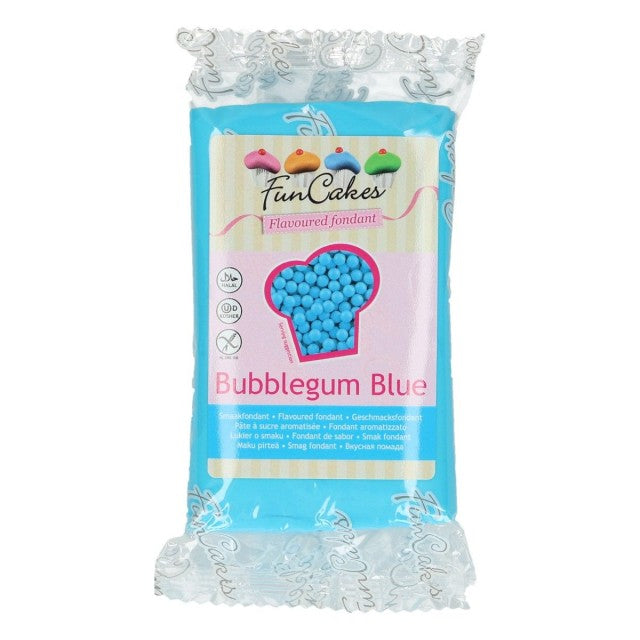 Aromatizzata bubble gum blue. Pasta di zucchero FunCakes. 250 gr.Senza Glutine