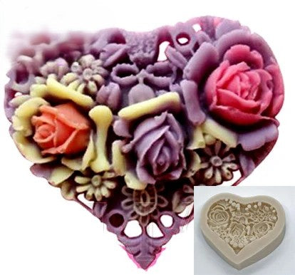 Cuore con mazzo di Rose. Stampo in silicone