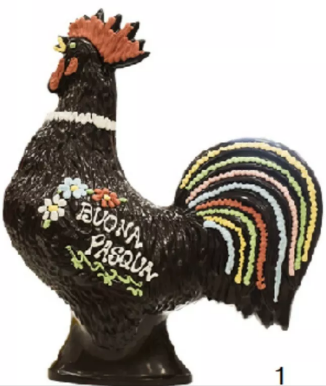Gallo e gallina di pasqua di cioccolato. World products shop.
