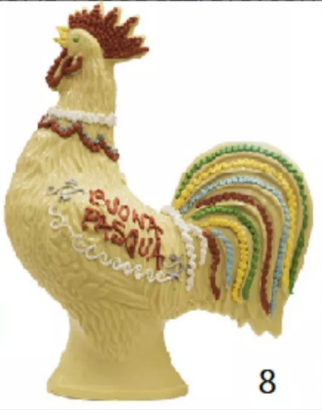 Gallo e gallina di pasqua di cioccolato. World products shop.